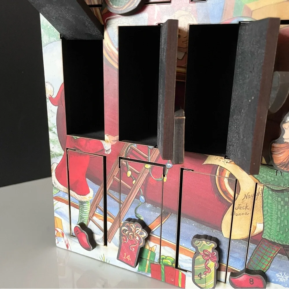 Santa with Elves & Sleigh Advent Calendar Box by Byers' Choice